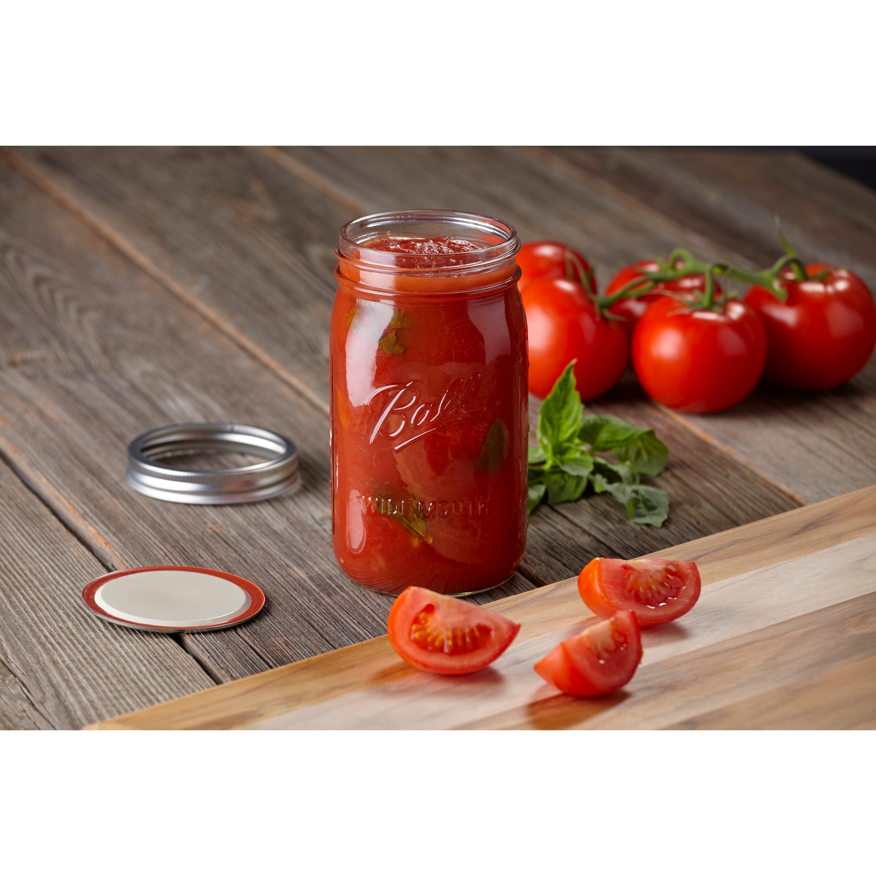 Glass Mason Jar With Lid & Band, Regular Mouth, 32 Ounces, 12 Count