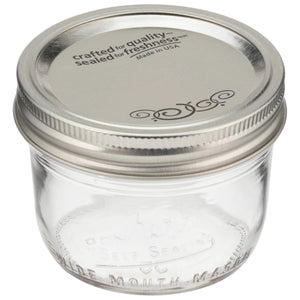 Glass Mason Jar W/ Lid & Band, Wide Mouth, 8 Ounces, 12 Count