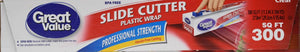 Slide Cutter Plastic Wrap, Clear, 300 sq ft