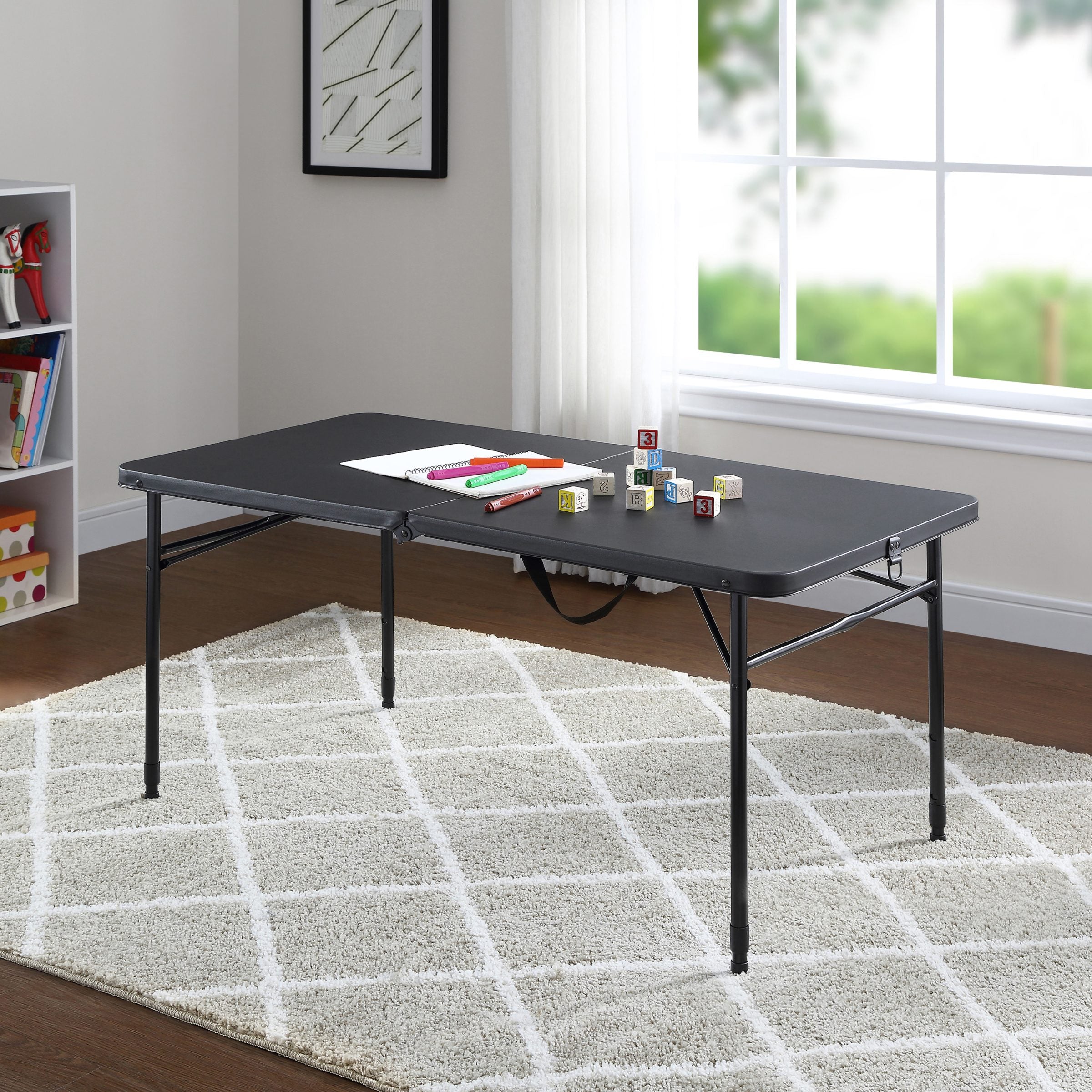 48" Fold-in-Half Table, Rich Black