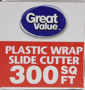 Slide Cutter Plastic Wrap, Clear, 300 sq ft