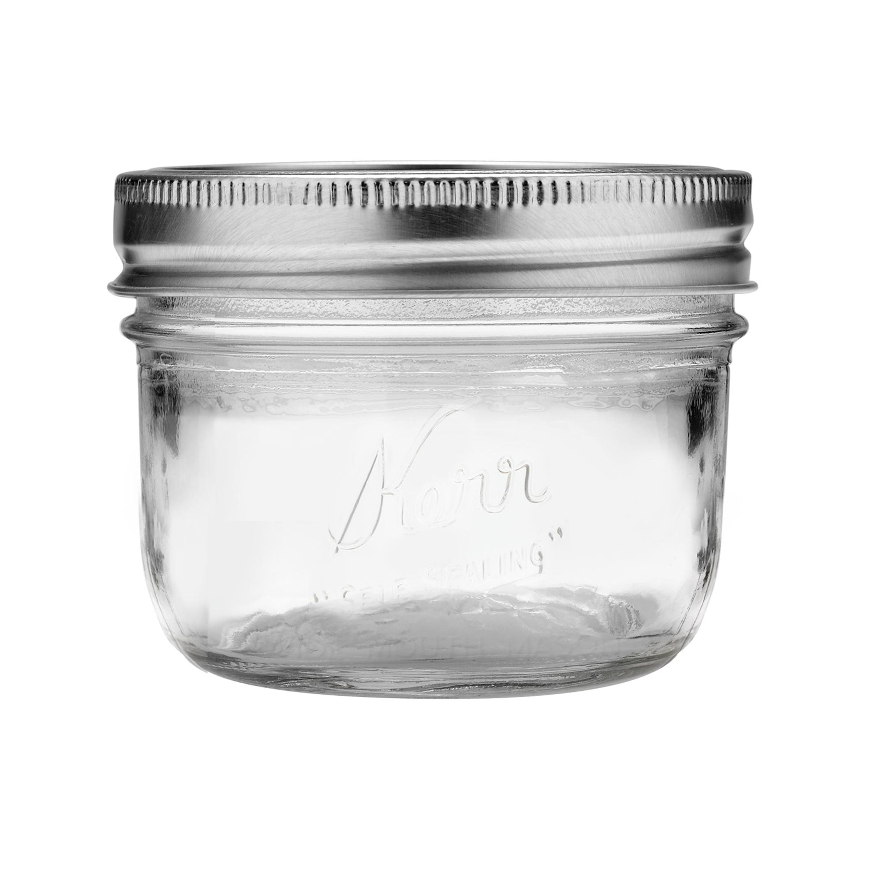 Glass Mason Jar W/ Lid & Band, Wide Mouth, 8 Ounces, 12 Count